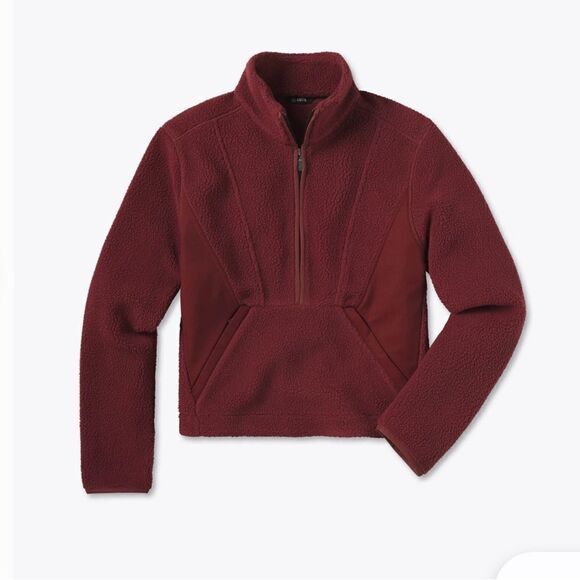 CUTS Polartec® Sherpa 1/2 Zip |Cabernet Classic-Fit Womens Sweatshirt NWT - Picture 2 of 6